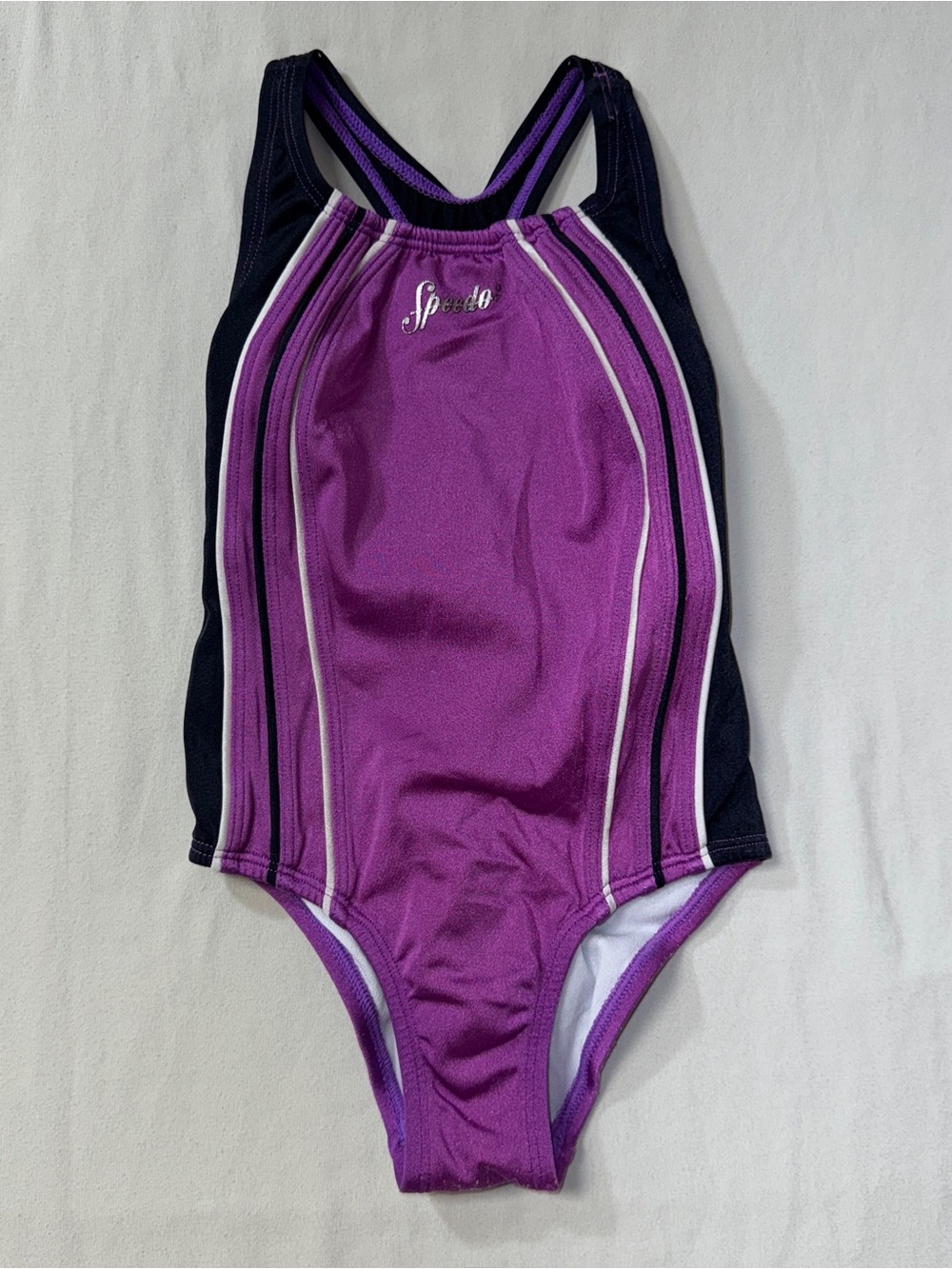 Speedo Purple Full One Piece Swimsuit Bathing suit Girls 5 Swim Beach Pool Team
